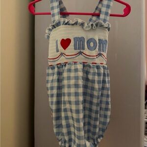 Blue Gingham Romper